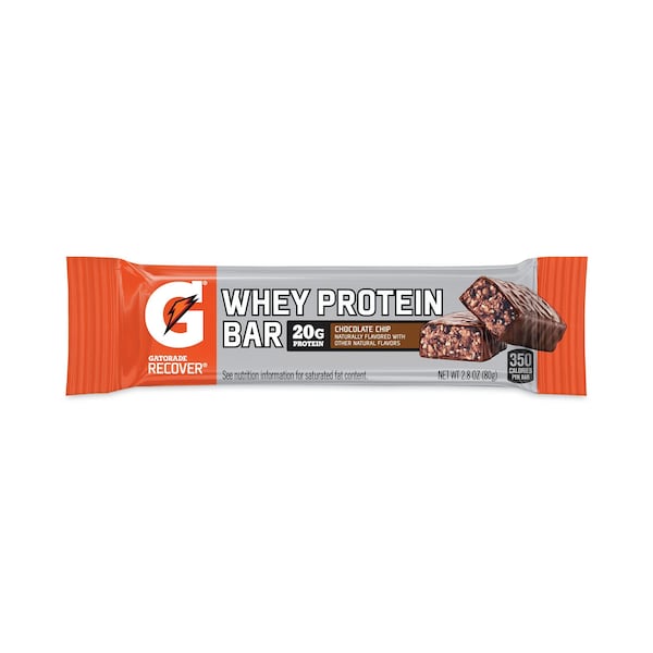 Barra de proteína de suero de leche con chispas de chocolate Gatorade Recover, 28 oz, paquete de 12, 12 unidades - 10432
