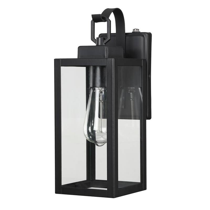 Lámpara de pared exterior Uixe de 1 luz en color negro mate con sensor crepuscular y cristal transparente (paquete de 1) - SSL-12151-PC.