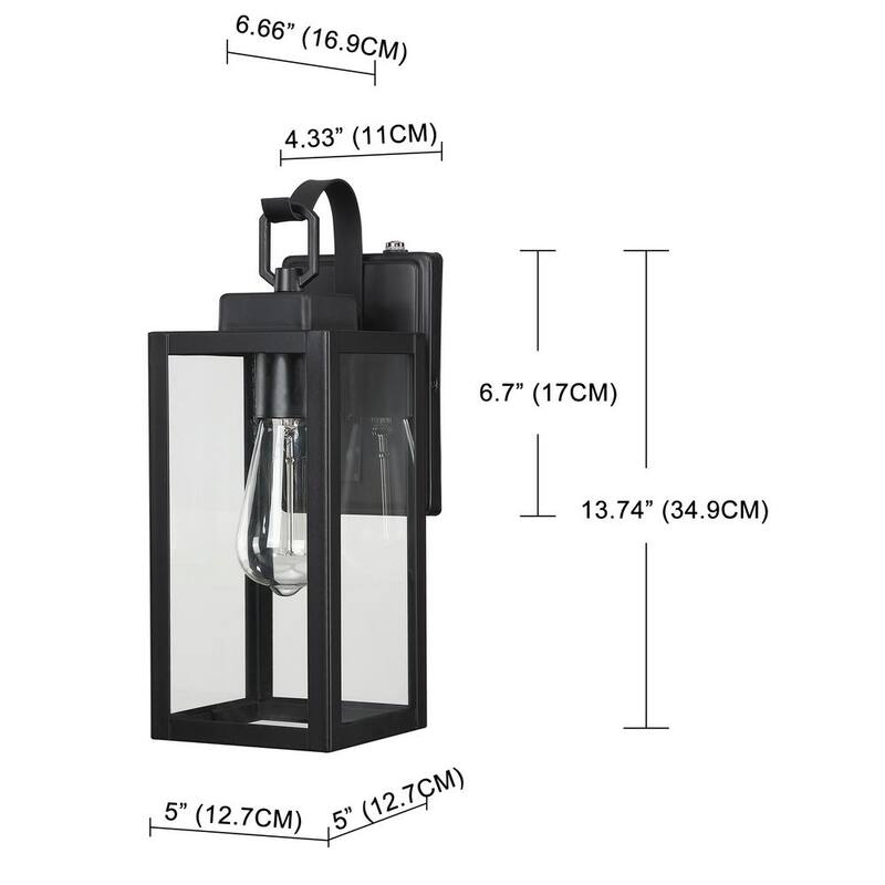 Lámpara de pared exterior Uixe de 1 luz en color negro mate con sensor crepuscular y cristal transparente (paquete de 1) - SSL-12151-PC.