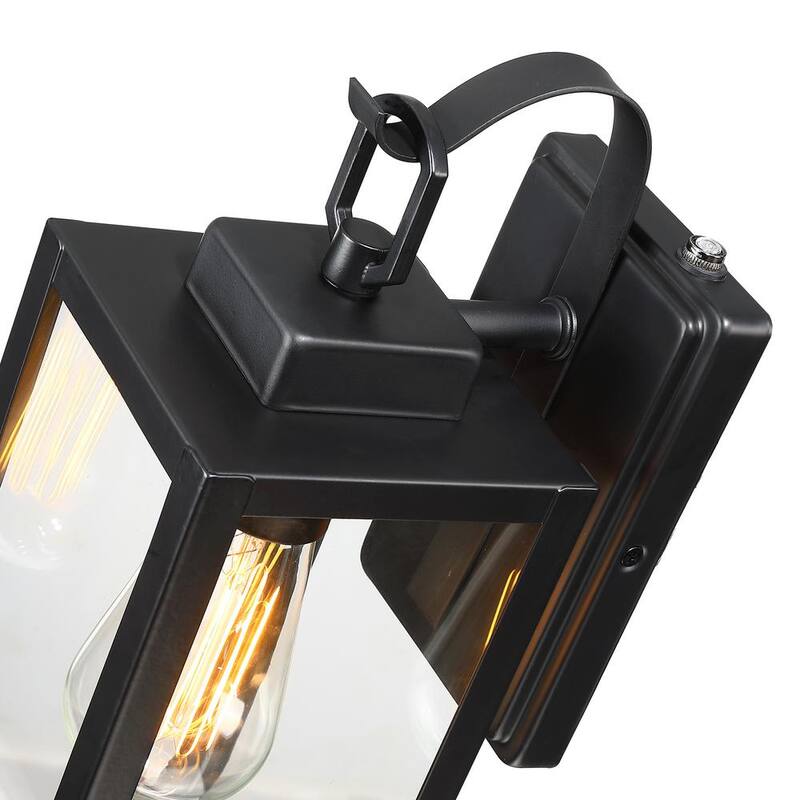 Lámpara de pared exterior Uixe de 1 luz en color negro mate con sensor crepuscular y cristal transparente (paquete de 1) - SSL-12151-PC.