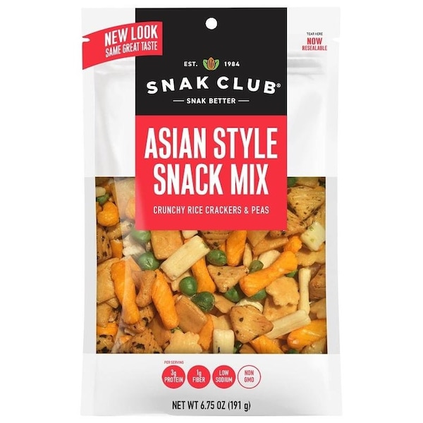 Mezcla de bocadillos orientales Snak Club CSU29466, sabor soya, 7 oz - 700533
