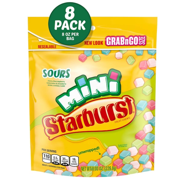 Starburst Starburst Minis Sours Bolsa de pie de 8 oz., paquete de 8 - 391342