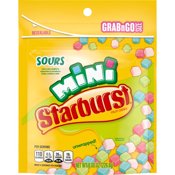 Starburst Starburst Minis Sours Bolsa de pie de 8 oz., paquete de 8 - 391342