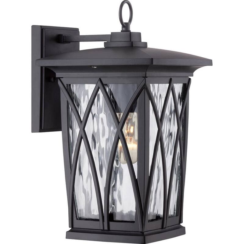 Lámpara de pared exterior negra Quoizel Grover de 1 luz - GVR8408K