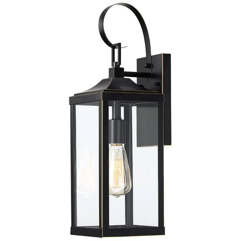 Linterna de pared para exterior TRUE FINE Jefferson de 19.3 pulgadas con 1 luz grande, negro, con cableado duro - TD40016OT