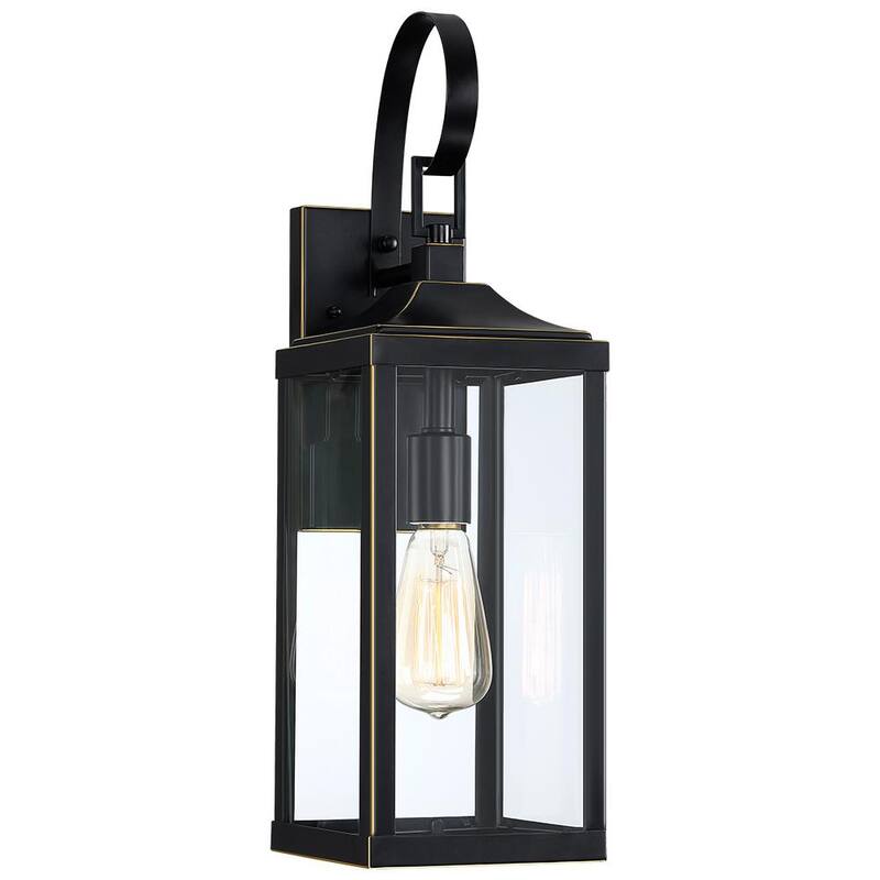 Linterna de pared para exterior TRUE FINE Jefferson de 19.3 pulgadas con 1 luz grande, negro, con cableado duro - TD40016OT