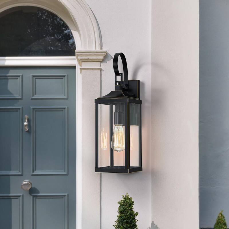 Linterna de pared para exterior TRUE FINE Jefferson de 19.3 pulgadas con 1 luz grande, negro, con cableado duro - TD40016OT