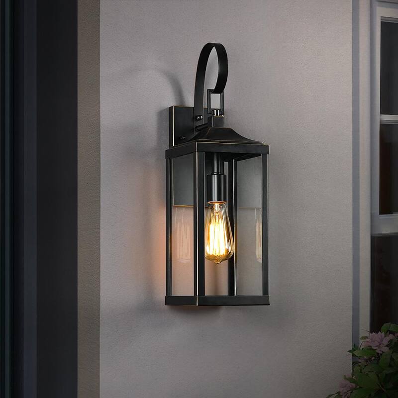 Linterna de pared para exterior TRUE FINE Jefferson de 19.3 pulgadas con 1 luz grande, negro, con cableado duro - TD40016OT