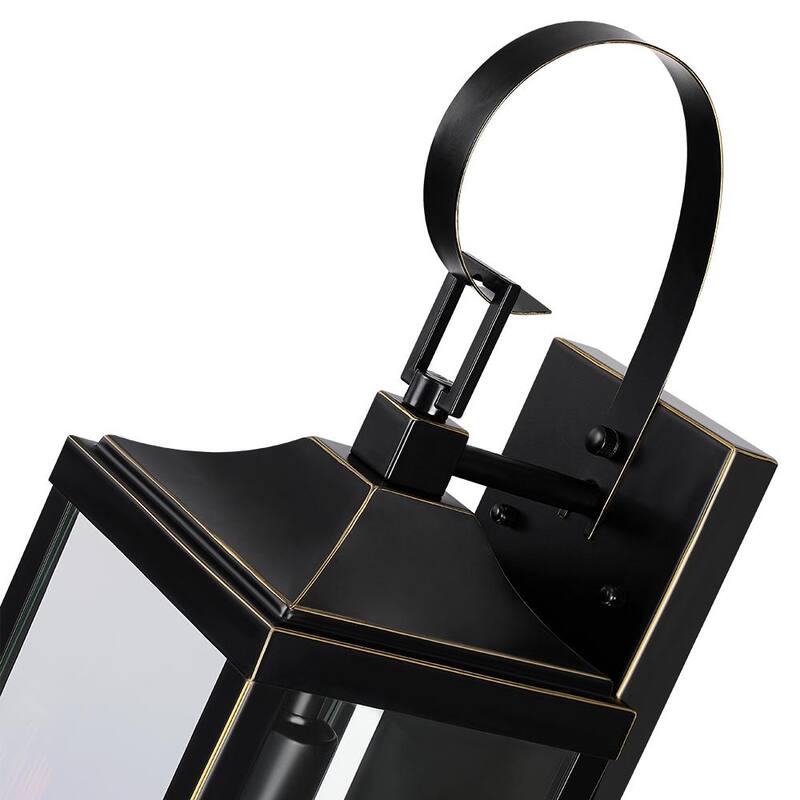Linterna de pared para exterior TRUE FINE Jefferson de 19.3 pulgadas con 1 luz grande, negro, con cableado duro - TD40016OT