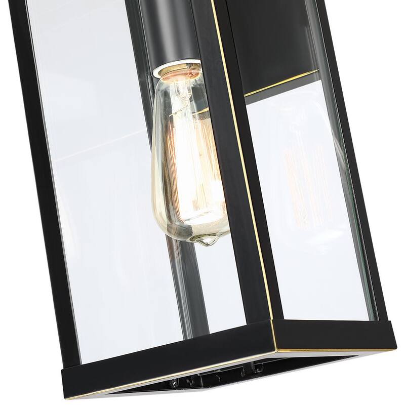 Linterna de pared para exterior TRUE FINE Jefferson de 19.3 pulgadas con 1 luz grande, negro, con cableado duro - TD40016OT