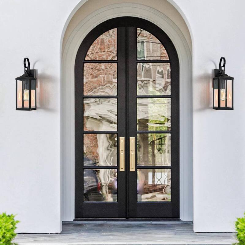 Linterna de pared para exterior TRUE FINE Jefferson de 19.3 pulgadas con 1 luz grande, negro, con cableado duro - TD40016OT