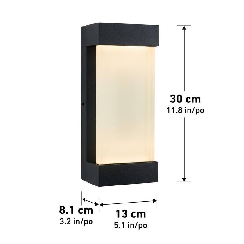 Luminaria Artika Glacier Negro Moderna Integrada LED para Exteriores con Cableado Duro para Garaje y Porche - Aplique de Farol en Linterna - OUT-GL-ONBL