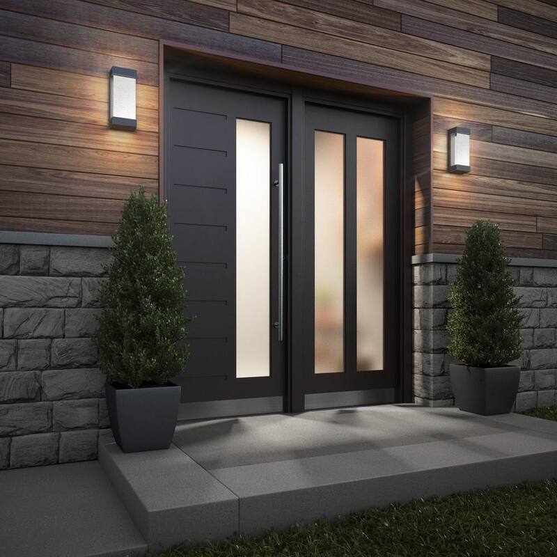 Luminaria Artika Glacier Negro Moderna Integrada LED para Exteriores con Cableado Duro para Garaje y Porche - Aplique de Farol en Linterna - OUT-GL-ONBL