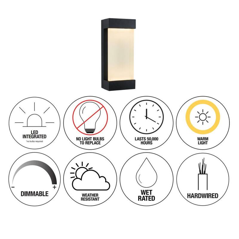 Luminaria Artika Glacier Negro Moderna Integrada LED para Exteriores con Cableado Duro para Garaje y Porche - Aplique de Farol en Linterna - OUT-GL-ONBL