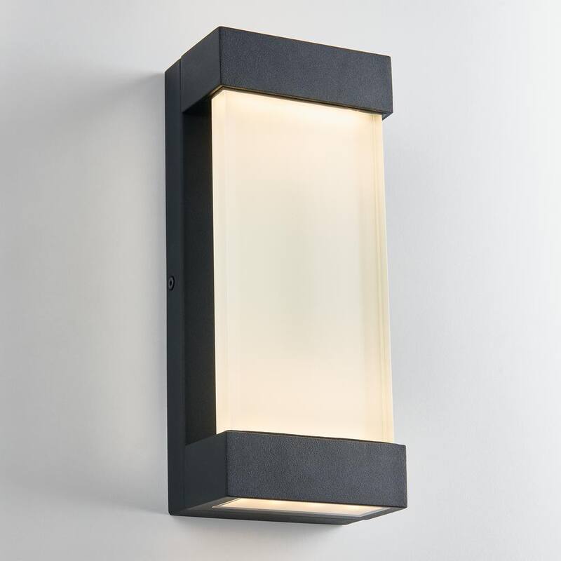 Luminaria Artika Glacier Negro Moderna Integrada LED para Exteriores con Cableado Duro para Garaje y Porche - Aplique de Farol en Linterna - OUT-GL-ONBL