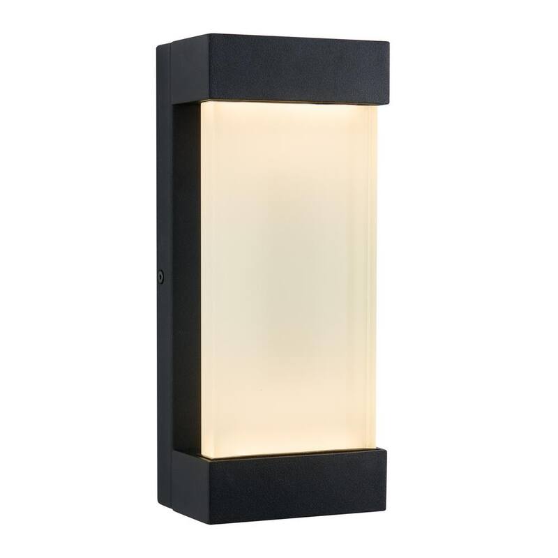 Luminaria Artika Glacier Negro Moderna Integrada LED para Exteriores con Cableado Duro para Garaje y Porche - Aplique de Farol en Linterna - OUT-GL-ONBL