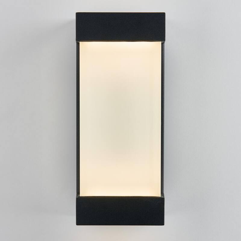 Luminaria Artika Glacier Negro Moderna Integrada LED para Exteriores con Cableado Duro para Garaje y Porche - Aplique de Farol en Linterna - OUT-GL-ONBL