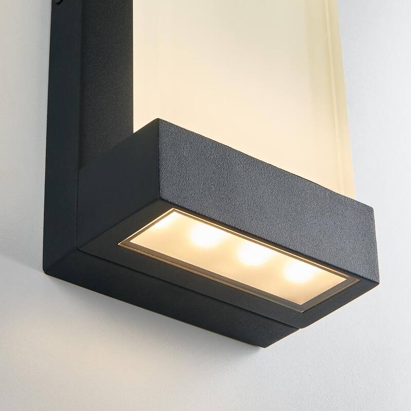 Luminaria Artika Glacier Negro Moderna Integrada LED para Exteriores con Cableado Duro para Garaje y Porche - Aplique de Farol en Linterna - OUT-GL-ONBL