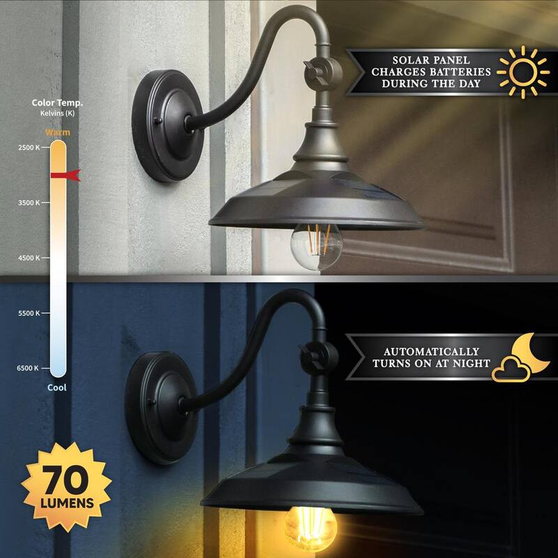 Aplique automático de bronce oscuro para exterior con energía solar y batería - SBL738