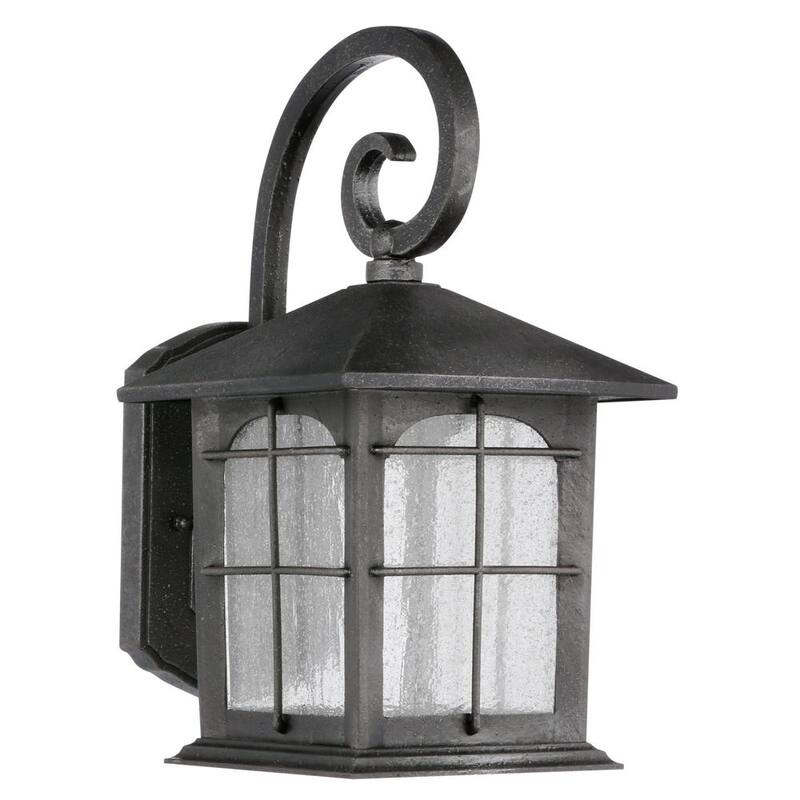 Colección de decoración para el hogar Brimfield Linterna de Pared Exterior LED de Hierro Envejecido de 12.75 pulgadas con pantalla de vidrio transparente - Y37029ALED-292