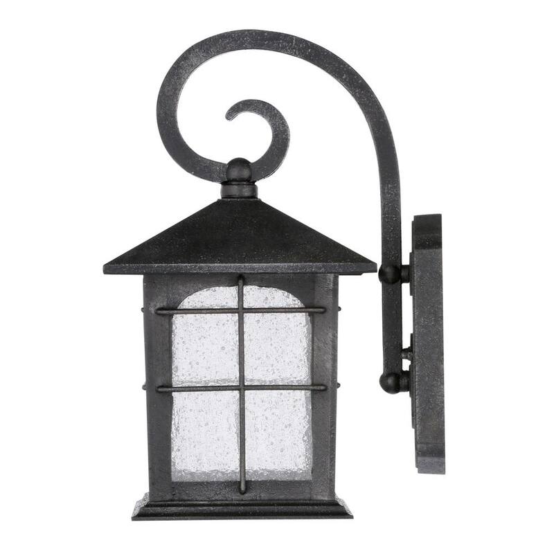 Colección de decoración para el hogar Brimfield Linterna de Pared Exterior LED de Hierro Envejecido de 12.75 pulgadas con pantalla de vidrio transparente - Y37029ALED-292