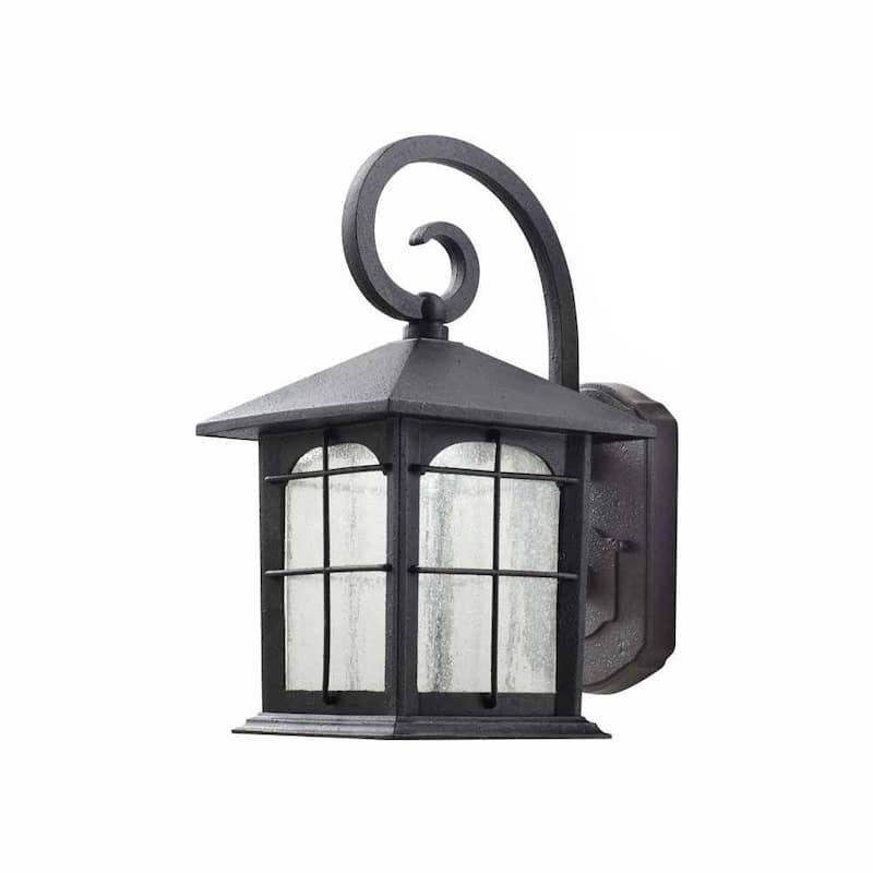 Colección de decoración para el hogar Brimfield Linterna de Pared Exterior LED de Hierro Envejecido de 12.75 pulgadas con pantalla de vidrio transparente - Y37029ALED-292