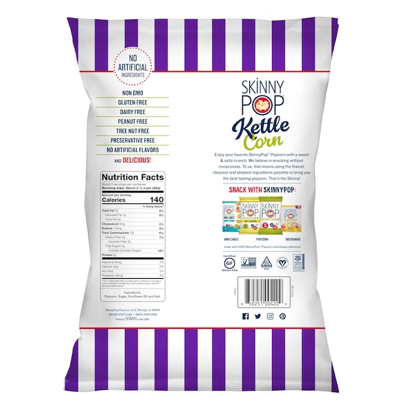 Skinnypop Skinnypop 5.3 oz. Maíz dulce y salado en olla, paquete de 12 - 6002240-SP