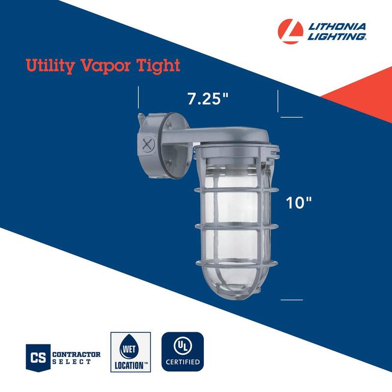 Luminaria de Pared Sencilla para Exterior con Vapor de Utilidad Incandescente de 150W de Lithonia Lighting - VW150I M12