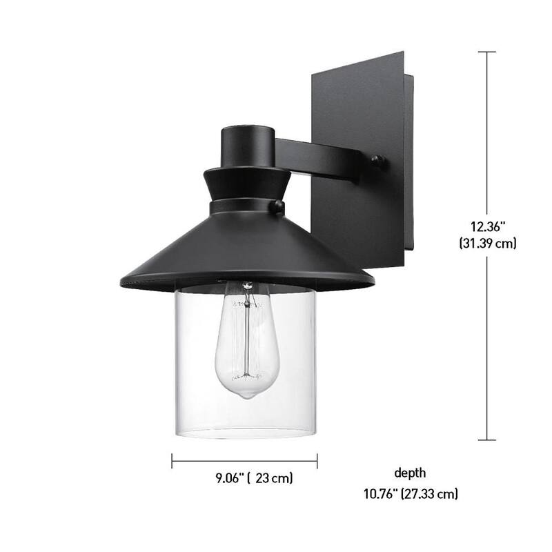 Globo eléctrico Westmister Farmhouse negro para interiores y exteriores, aplique de pared de 1 luz con pantalla de cristal transparente - 44311