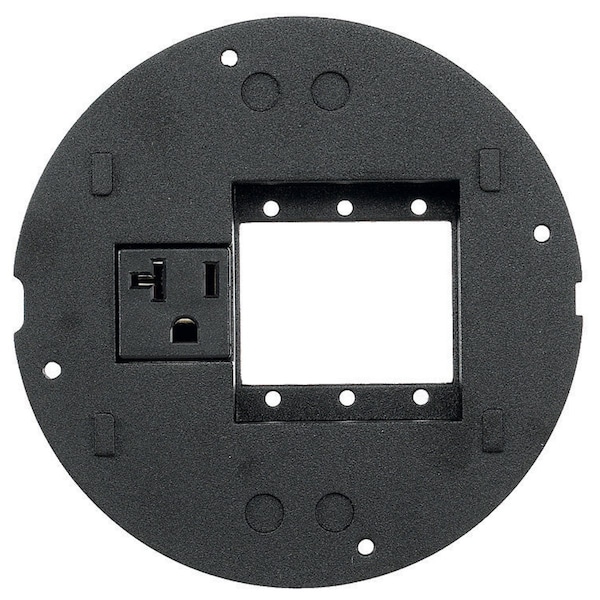 Hubbell Wiring Device-Kellems SystemOne, Sub-Plate, Recessed Opening for (3) FSR IPS or Extron Single MAAP Series Adapter Plates, Single 20A, 125V Receptacle, Black - S1SPEXT1