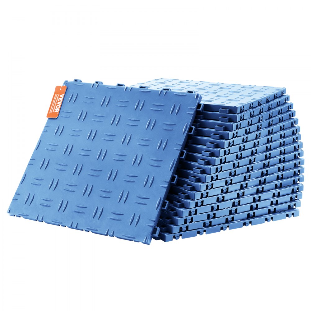 VEVOR Garage Tiles Interlocking, 12 x 12 x 0.53 inch 25 Pack Garage Floor Covering Tiles, Non-Slip Double-Sided Texture Garage Flooring Tiles, for Garages, Basements, Repair Shops, Blue - CKDDLSJ251212C791V0