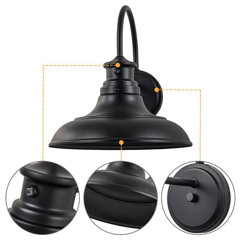Luz de Granero Exterior LED C Cattleya 1-Light en Negro Mate con Sensor de Atardecer a Amanecer (Paquete de 2) - HCA2433-2W