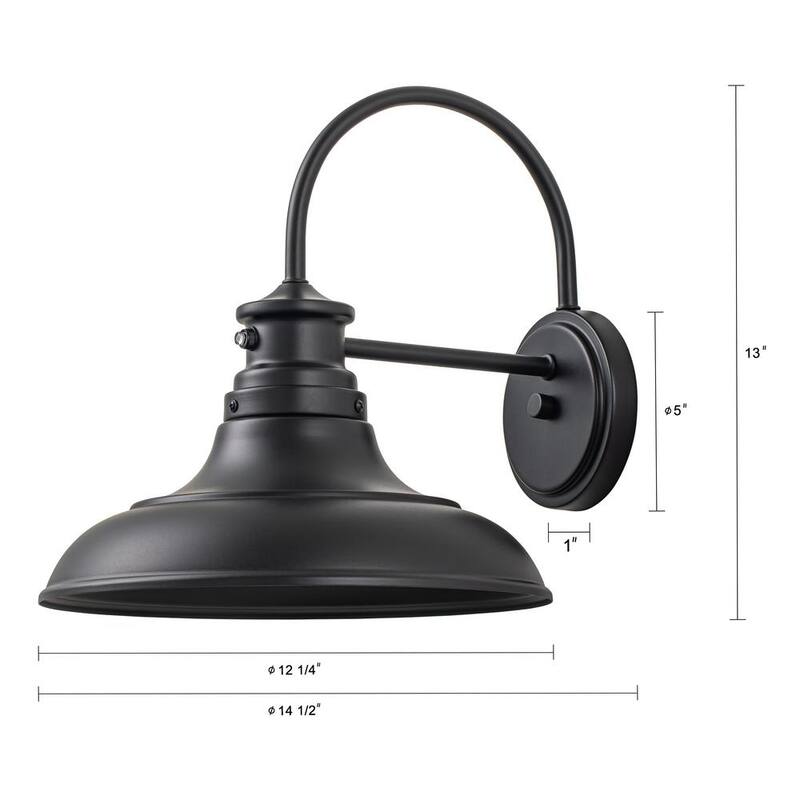 Luz de Granero Exterior LED C Cattleya 1-Light en Negro Mate con Sensor de Atardecer a Amanecer (Paquete de 2) - HCA2433-2W