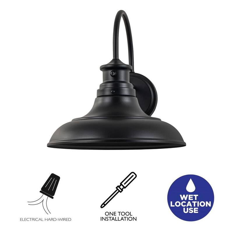 Luz de Granero Exterior LED C Cattleya 1-Light en Negro Mate con Sensor de Atardecer a Amanecer (Paquete de 2) - HCA2433-2W