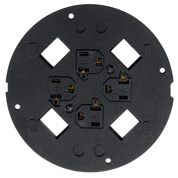 Hubbell Wiring Device-Kellems SystemOne, Sub-Plate, (4) 20A, 125V Receptacles with 15 Foot Leads, (4) Hubbell Keystone Openings, Black - S1SP4X415