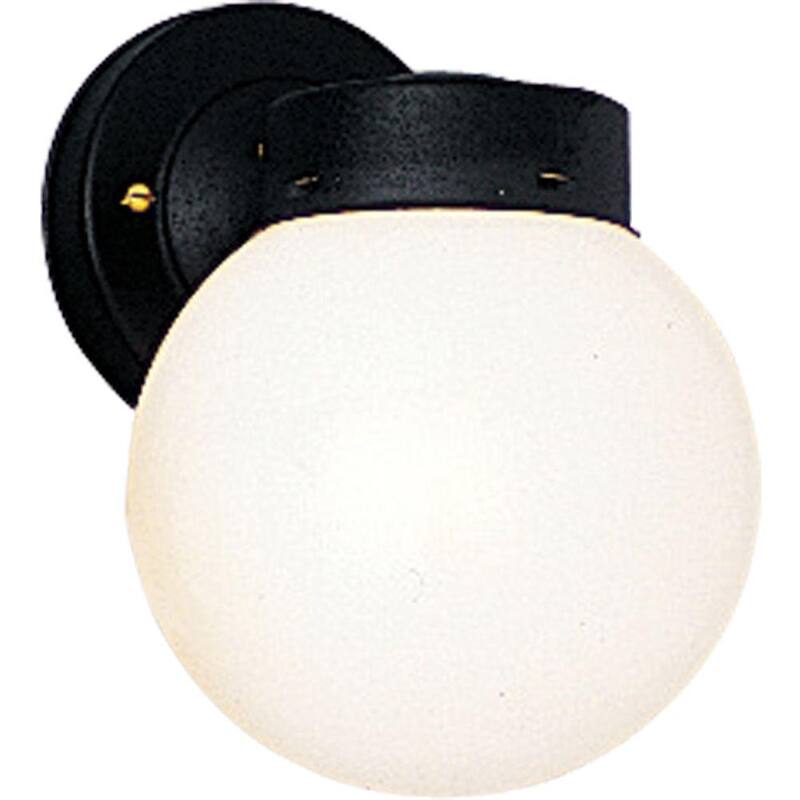 Iluminación de progreso 1 luz negra texturizada, Vidrio blanco, Lámpara de pared exterior tradicional - P5604-31