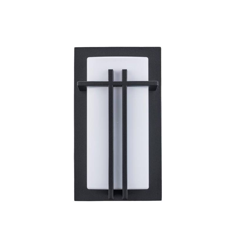 Lámpara de pared exterior negra moderna Bel Air Lighting Doheny de 1 luz con pantalla de acrílico opalino - 40280 BK