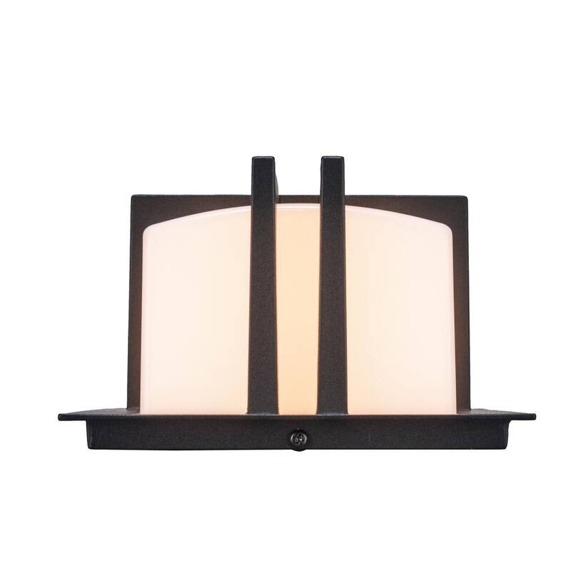 Lámpara de pared exterior negra moderna Bel Air Lighting Doheny de 1 luz con pantalla de acrílico opalino - 40280 BK