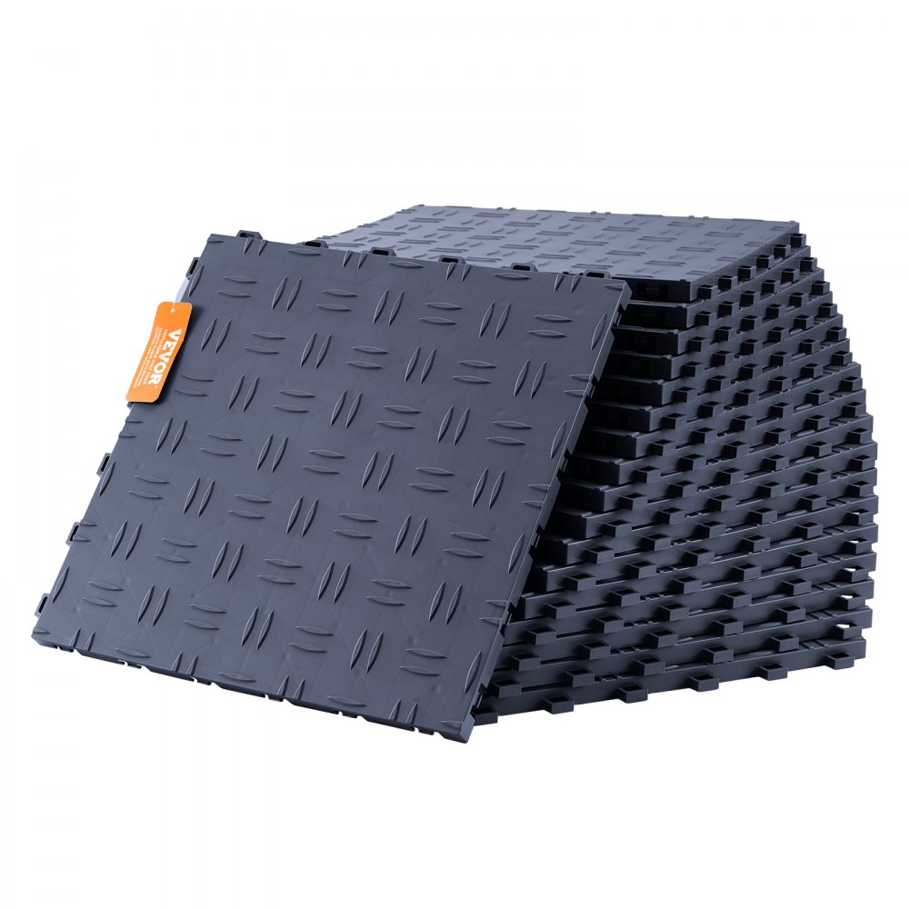 VEVOR Garage Tiles Interlocking, 12 x 12 x 0.53 inch 50 Pack Garage Floor Covering Tiles, Non-Slip Double-Sided Texture Garage Flooring Tiles, for Garages, Basements, Repair Shops, Graphite Gray - CKDDSMH501212WO1OV0
