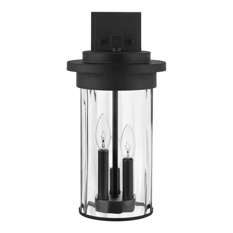 Lámpara de pared exterior negra Hampton Bay Northwood de 16.5 pulgadas con 3 luces y cristal transparente - 51411 BK