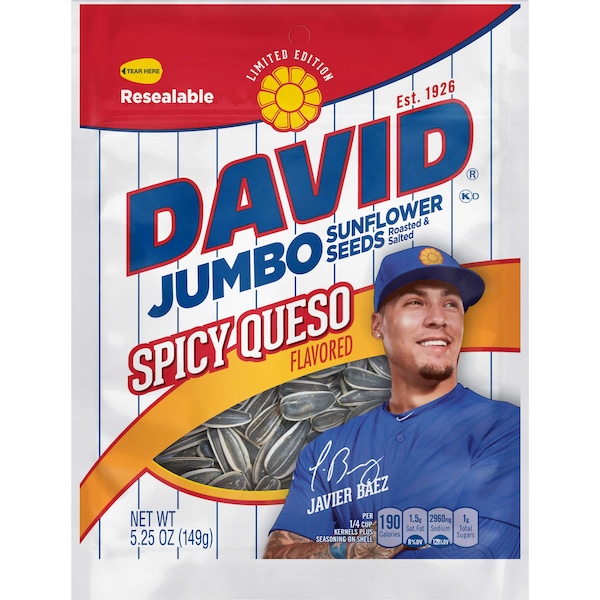 Semillas de girasol jumbo David David picantes con queso 5.25 oz., paquete de 12 - 2620046471