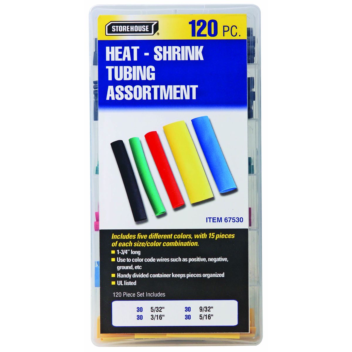 Conjunto de tubos termocontraíbles en estuche, surtido de 120 piezas - 67530