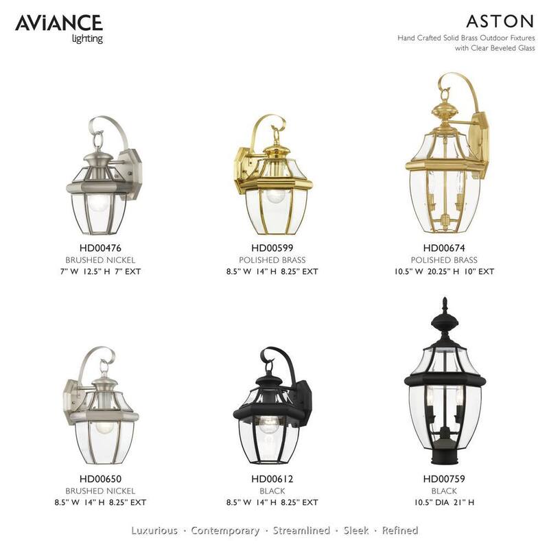 AVIANCE LIGHTING Aplique de Pared para Exteriores Aston de 1 Luz en Latón Pulido - HD00599