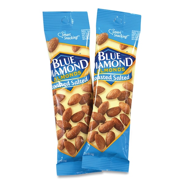 Almendras saladas tostadas Blue Diamond, 1.5 oz Tubo, PK12 - 250180