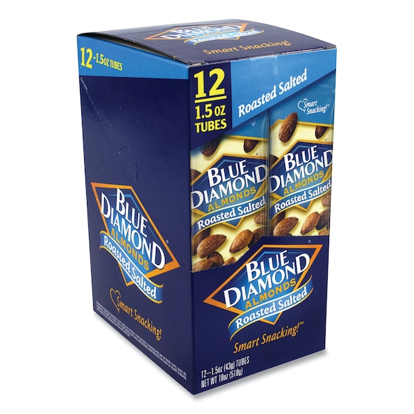 Almendras saladas tostadas Blue Diamond, 1.5 oz Tubo, PK12 - 250180