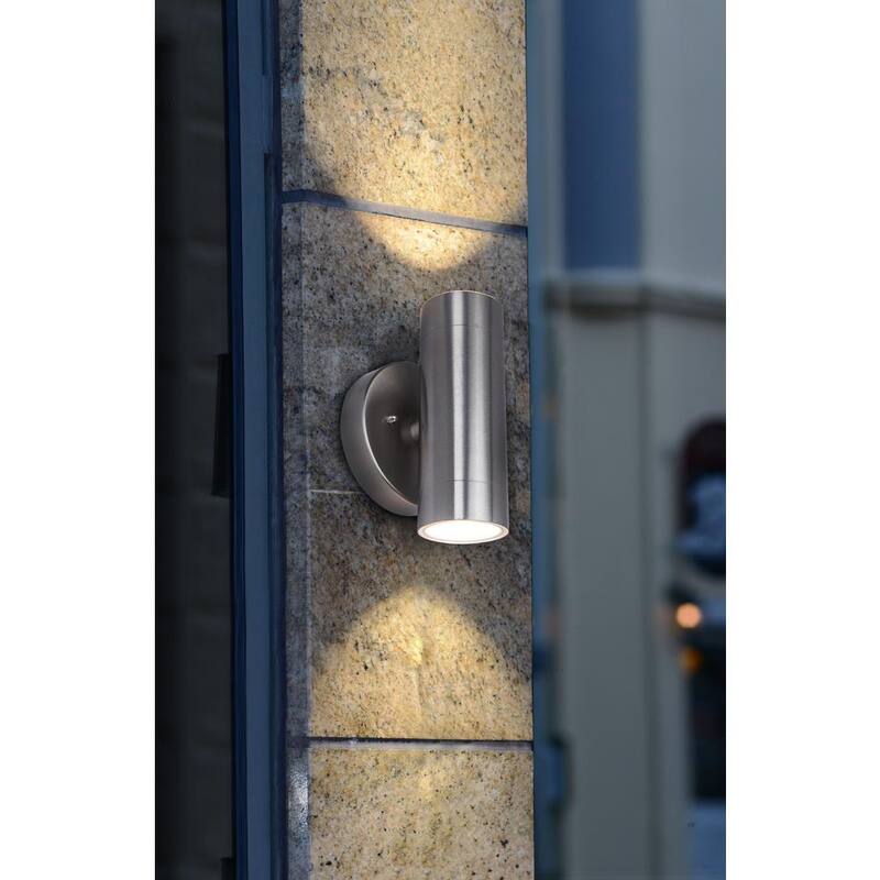 LUTEC Lámpara de Pared de Exterior Integrada de Acero Inoxidable Cepillado con 2 Luces LED - 5510808001