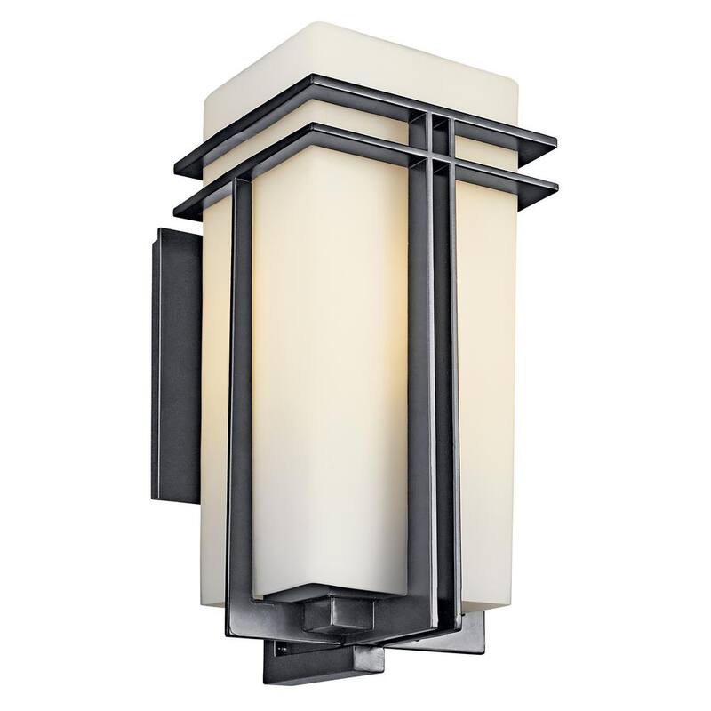 Linterna de pared al aire libre con cableado resistente KICHLER Tremillo de 20.25 pulgadas y 1 luz en negro sin bombillas incluidas (paquete de 1) - 49203BK
