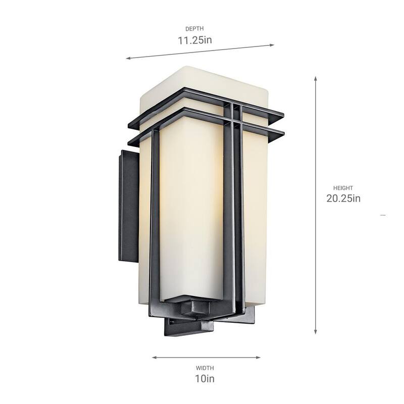 Linterna de pared al aire libre con cableado resistente KICHLER Tremillo de 20.25 pulgadas y 1 luz en negro sin bombillas incluidas (paquete de 1) - 49203BK