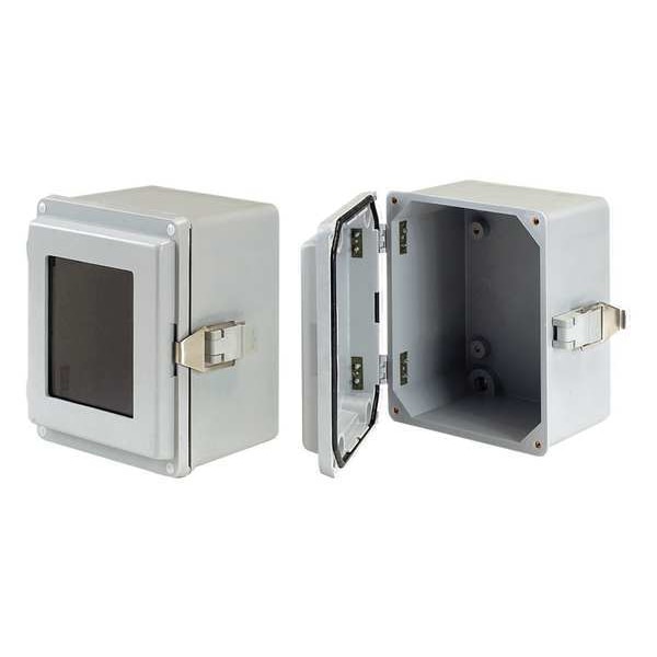 Nvent Hoffman Fiberglass Electrical Enclosures, 12 in H, 7 in D, 8 in W, NEMA 4X, Hinged - A1287JFGR