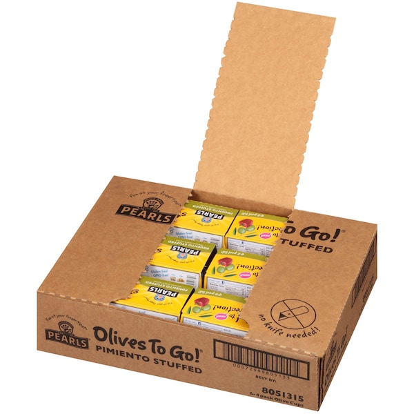 Perlas de aceitunas rellenas de pimiento en tazón de perlas de 6.4 oz, paquete de 6 - 8051315
